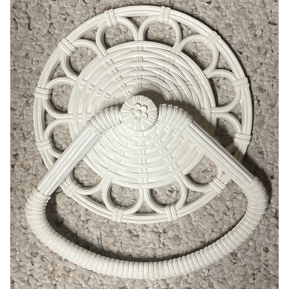 Vtg. Wall Towel Ring Kitchen Bathroom Faux Wicker Rattan BoHo 1978 Homco 3314 - Picture 1 of 4